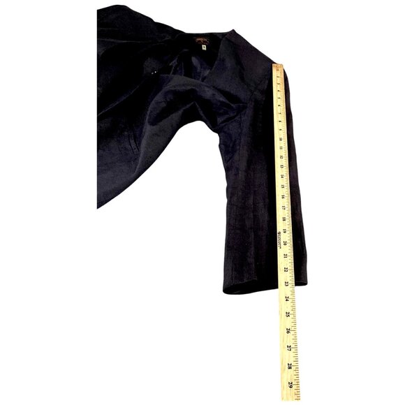 Charter Club Jacket Womens 12 Black Linen Blazer Boss Career Minimalist 80s VTG - Picture 12 of 16